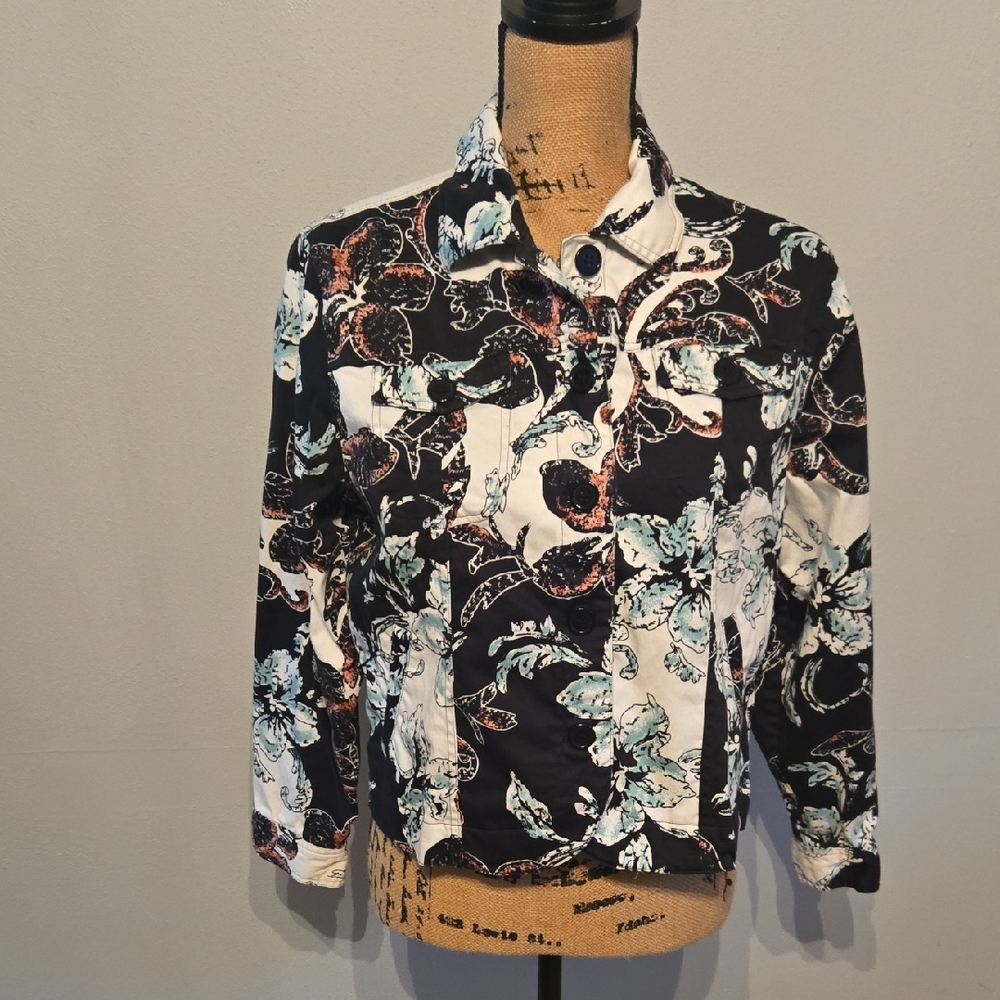 Coldwater Creek Multicolor Patterned Jacket Size Medium P